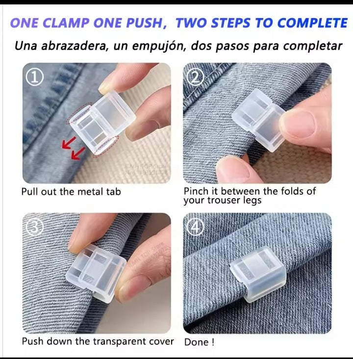 4-10 pcs invisible leg shortening clip,non-slip pants edge clip,quick fix Hem clip,hidden pants adjuster.
