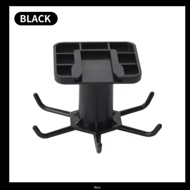 360 rotating kitchen hooks adhesive utensil organizer rack with 6 hooks.No drill.Cabinet mount for spoons,towels and cups