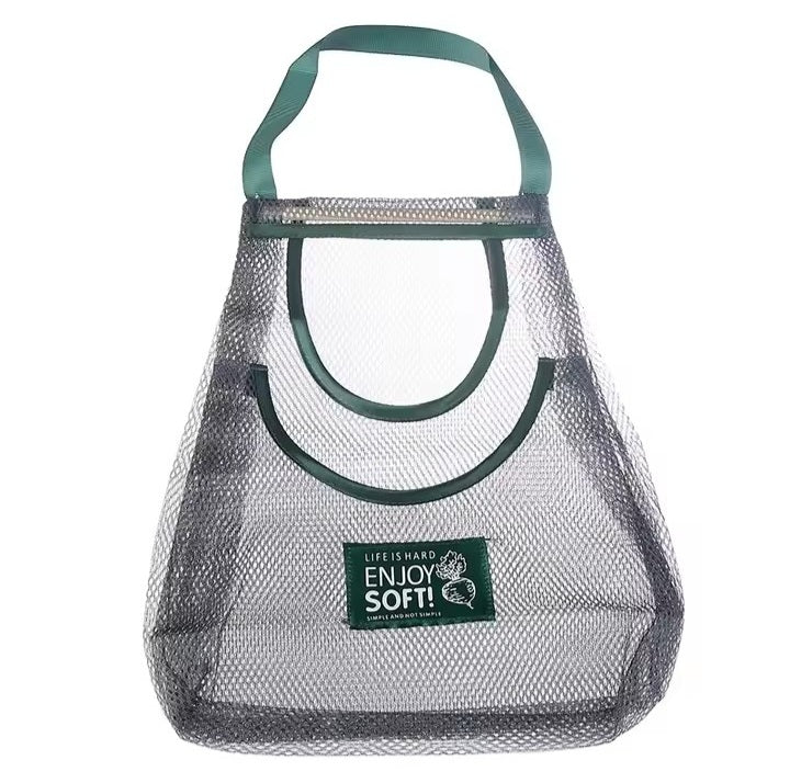 Reusable storage bags kitchen hanging mesh bag home fruit and vegetable storage net bag for ginger garlic potatoes onions